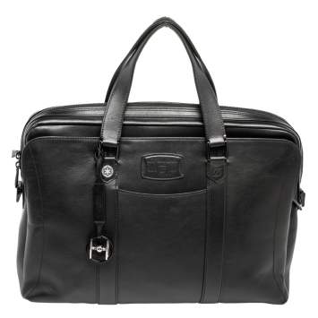 Pre Owned S.T. Dupont Black Leather Line D Star Wars Document and Laptop Holder Briefcase