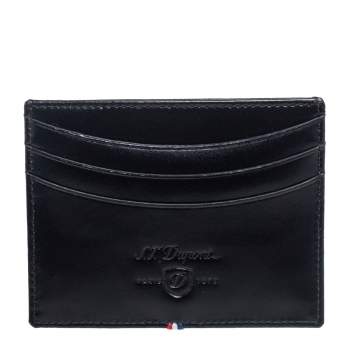 Pre Owned S.T. Dupont Black Leather Line-D Card Holder