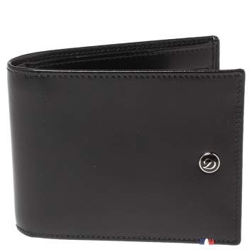 Pre Owned S.T Dupont Black Leather D Line Elysee 6CC Bifold Wallet