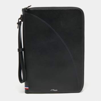 Pre Owned S.T.Dupont Black Leather Wristlet Pouch