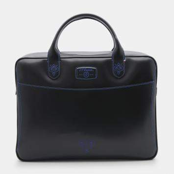 Pre Owned S.T. Dupont Derby Black Leather Portfolio Laptop Briefcase