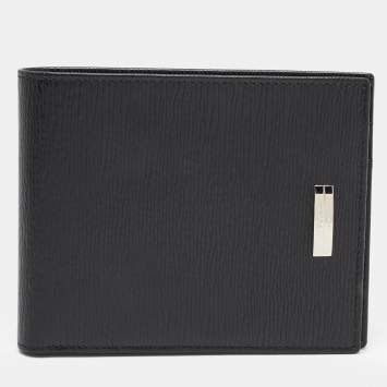 Pre Owned S.T. Dupont Black Textured Leather Bifold Wallet