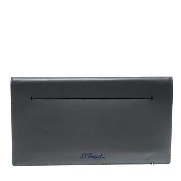 Pre Owned S.T. Dupont Grey Leather Plat Slim Organizer