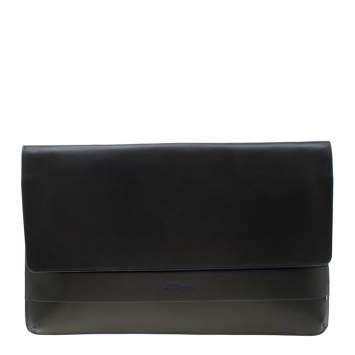 Pre Owned S.T. Dupont Black  Leather Sleeve Slim Pochette
