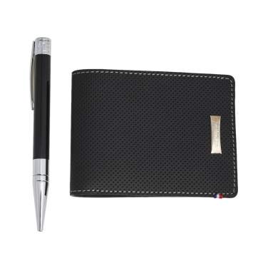Pre Owned S.T. Dupont D-Initial Ballpoint Pen and Défi Bifold Wallet Set 