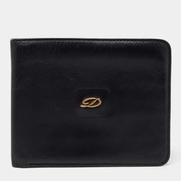 Pre Owned S.T. Dupont Black Leather Bifold Wallet