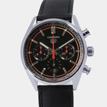 Tag Heuer Black Stainless Steel Carrera Automatic Men's Wristwatch 43 mm