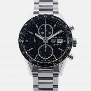 Tag Heuer Black Stainless Steel Carrera Automatic Men's Wristwatch 41 mm