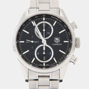 Pre Owned Tag Heuer Carrera Chronograph CAR2110-1 Automatic Black Stainless Steel Men's Wristwatch 41mm