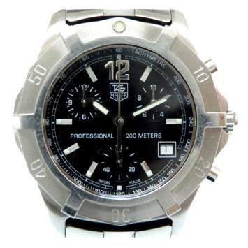 Pre Owned ساعة يد رجالية تاغ هيوير Exclusive Professional 200 Chronograph 0143 ستانلس ستيل سوداء 38 مم