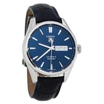 Pre Owned TAG Heuer Carrera Blue Stainless Steel Calibre 5 WAR201E Men's Wristwatch 41MM