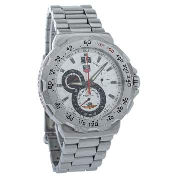 Pre Owned Tag Heuer Silver Stainless Steel Formula 1 CAH101B Indy 500 Chronograph Quartz Men's Wristwatch 44MM