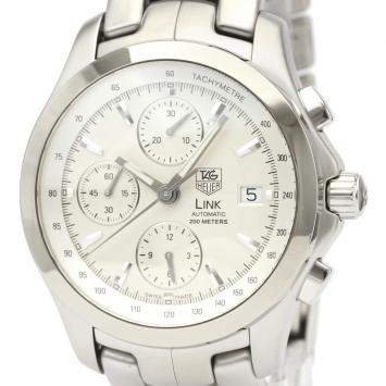 Pre Owned Tag Heuer Silver Stainless Steel Link Chronograph Automatic CJF2111 Men's Wristwatch 42 MM