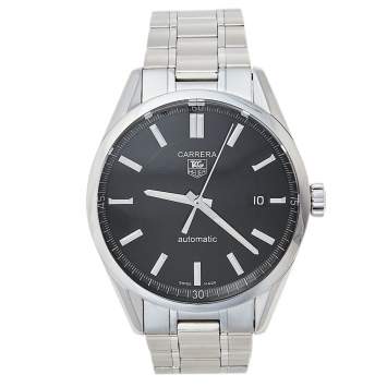 Pre Owned Tag Heuer Black Stainless Steel Carrera WV211B.BA0787 Automatic Men's Wristwatch 38 mm