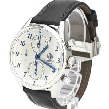 Pre Owned Tag Heuer White Stainless Steel Carrera Heritage Calibre 16 Automatic CAS2111 Men's Wristwatch 41 MM