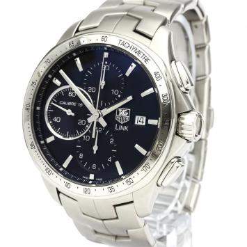 Pre Owned tag Heuer Black Stainless Steel Link Calibre 16 Chronograph Automatic CAT2010 Men's Wristwatch 43 MM