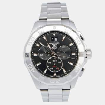 Pre Owned Tag Heuer Black Stainless Steel Aquaracer CAY110.0 Men's Wristwatch 43 mm