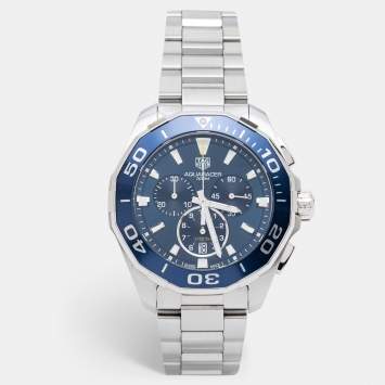 Pre Owned Tag Heuer Blue Stainless Steel Aquaracer CAY111B.BA0927 Men's Wristwatch 43 mm