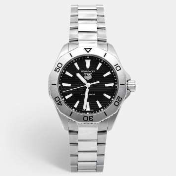 Pre Owned Tag Heuer Black Stainless Steel Aquaracer WBP1110.BA0627 Men's Wristwatch 40 mm
