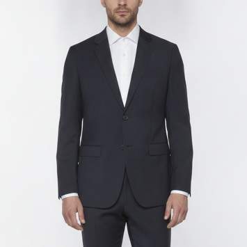 Pre Owned Theory Navy Blue Check Wool Single Breasted Blazer L