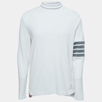 مملوكة مسبقًا Thom Browne White Waffle Knit Turtleneck Sweater L