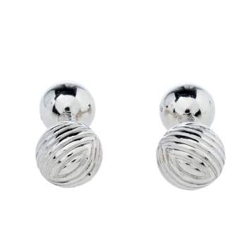 Pre Owned Tiffany & Co. Sterling Silver Textured Barbell Cufflinks