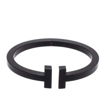Pre Owned Tiffany & Co. T Square Black Tone Stainless Steel Bracelet