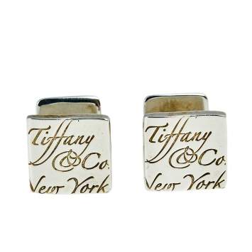 Pre Owned Tiffany & Co. Notes Sterling Silver Square Cufflinks
