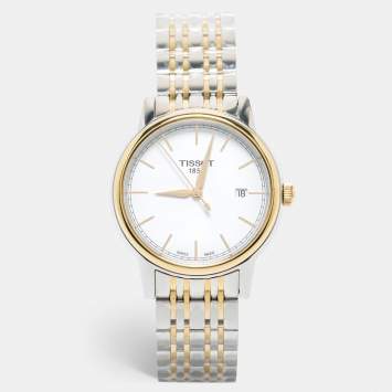 Pre Owned Tissot White Two Tone Stainless Steel Carson T0854102201100 Men's Wristwatch 40 mm