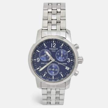 Pre Owned Tissot Blue Stainless Steel PRC200 T114.417.11.047.00 Men's Wristwatch 42 mm