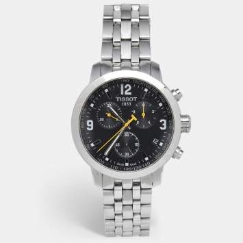 Pre Owned Tissot Black Stainless Steel PRC 200 T055.417.11.057.00 Men's Wristwatch 42 mm 