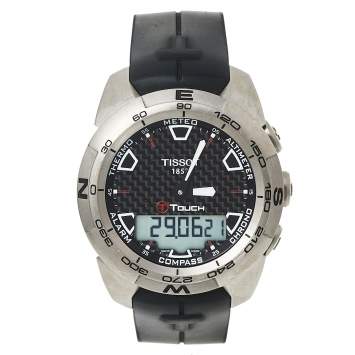 Pre Owned Tissot Black Titanium and Rubber T-Touch T013420A Men's Wristwatch 43 MM