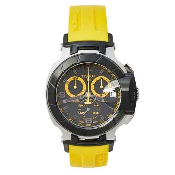 Pre Owned Tissot Black PVD Coated Stainless Steel & Rubber T-Race T048417A Men's Wristwatch 45 mm