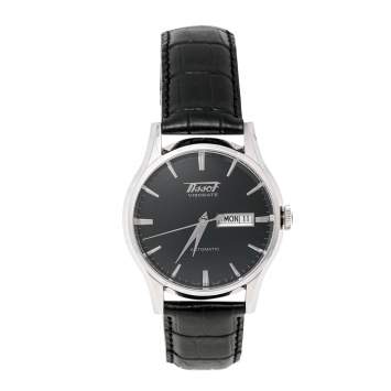 Pre Owned Tissot Black Stainless Steel Leather Heritage Visodate T019.430.16.051.01 Men's Wristwatch 40 mm