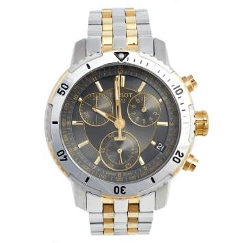 Pre Owned Tissot Grey Two Tone Stainless Steel PRS200 T067.417.22.051.00 Men's Wristwatch 42 mm
