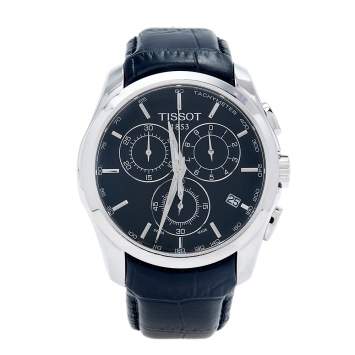 Pre Owned Tissot Black Stainless Steel Leather Couturier T035617A Men's Wristwatch 41 mm