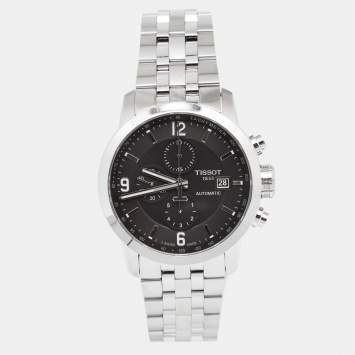 Pre Owned Tissot Black Stainless Steel PRC 200 T055.427.11.057.00 Men's Wristwatch 44 mm