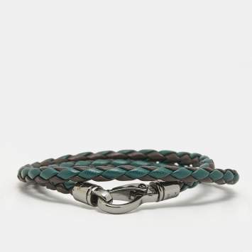Pre Owned Tod's MyColors Bicolor Leather Gunmetal Tone Bracelet