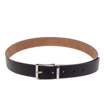 Pre Owned Tod's Black Leather Buckle Belt 90 CM
