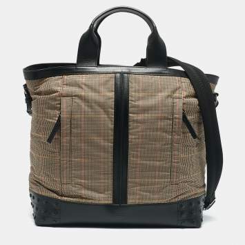 Tod's Multicolor Checkered Nylon and Leather Gommino Tote