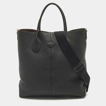 Pre Owned Tod's Di Medium Black Leather Shopper Tote