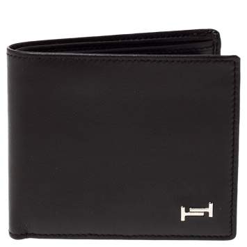 Pre Owned Tod's Dark Brown Leather Double T Bifold Wallet