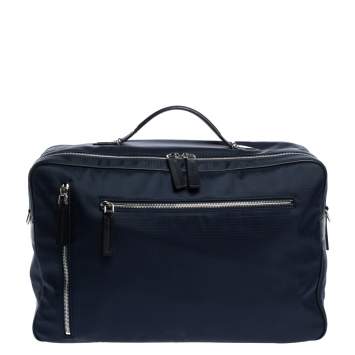 Pre Owned Tod's Navy Blue Nylon Zip Convertible Briefcase/Backpack
