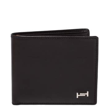 Pre Owned Tod's Dark Brown Leather Double T Bifold Wallet