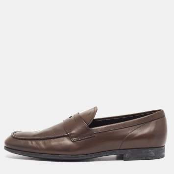 Pre Owned Tod's Brown Leather Penny Loafers Size 45.5