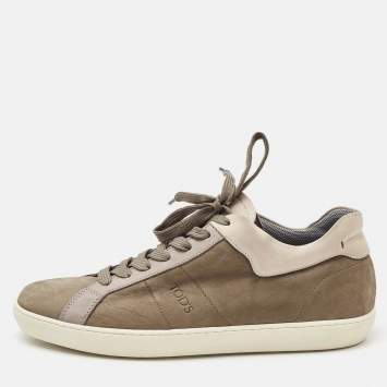 Tod's Grey Nubuck Leather Low Top Sneakers Size 44.5