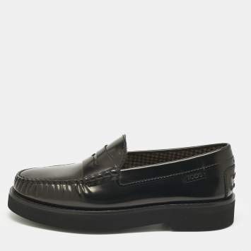 Pre Owned Tod's Black Leather Penny Loafers Size 42