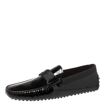 Pre Owned Tod's Black Patent Leather New Gommini Smoking Loafers Size 43