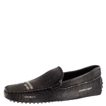 مملوكة مسبقًا Tod's Two Tone Denim Fabric Gommino Slip On Loafers Size 42