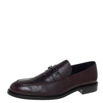Pre Owned Tod's Brown Leather Buckle Slip On Loafers Size 45.5